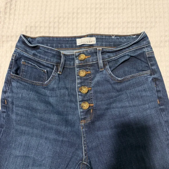 LOFT High Rise Dark Blue Jeans - Picture 2 of 9